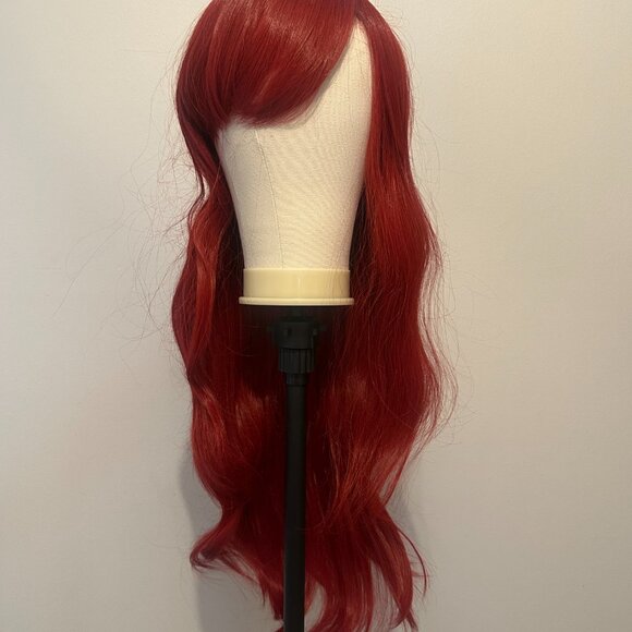 Ariel‑Inspired 30” Red Wig – Synthetic, With Bangs - Picture 5 of 6